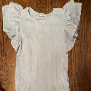 Zara Blue Ruffle Sleeve Blouse